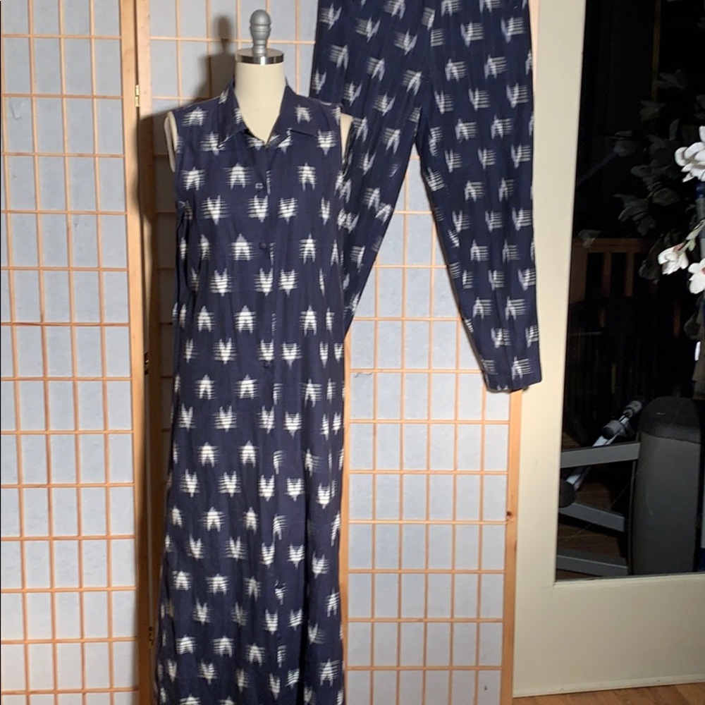 Greek linen long vest and pant suit size 6